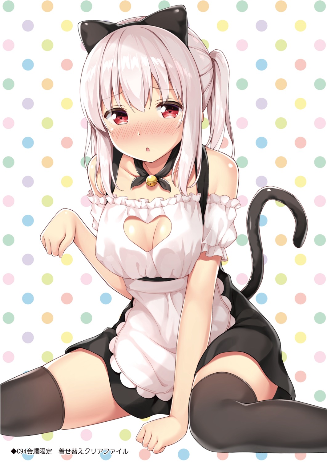 animal_ears cleavage karutamo maid nekomimi tail thighhighs tissue-chan