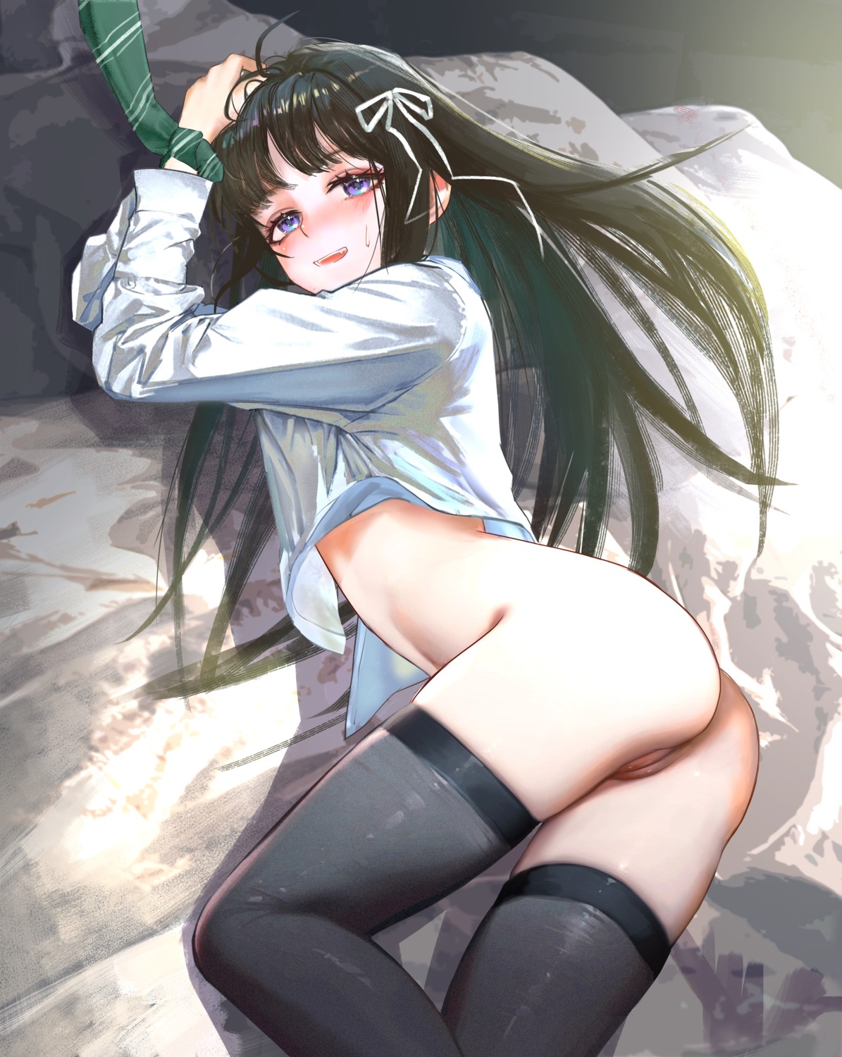 ass awa_subaru bondage bottomless c1718259 girls_band_cry loli pussy seifuku shirt_lift thighhighs uncensored