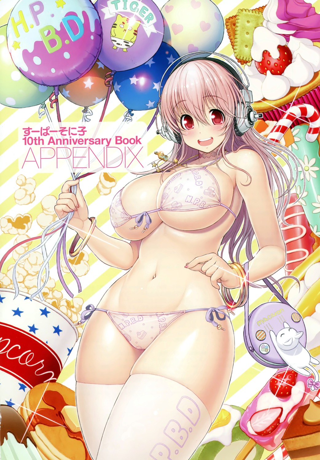 bikini headphones sonico super_sonico swimsuits thighhighs tsuji_santa underboob