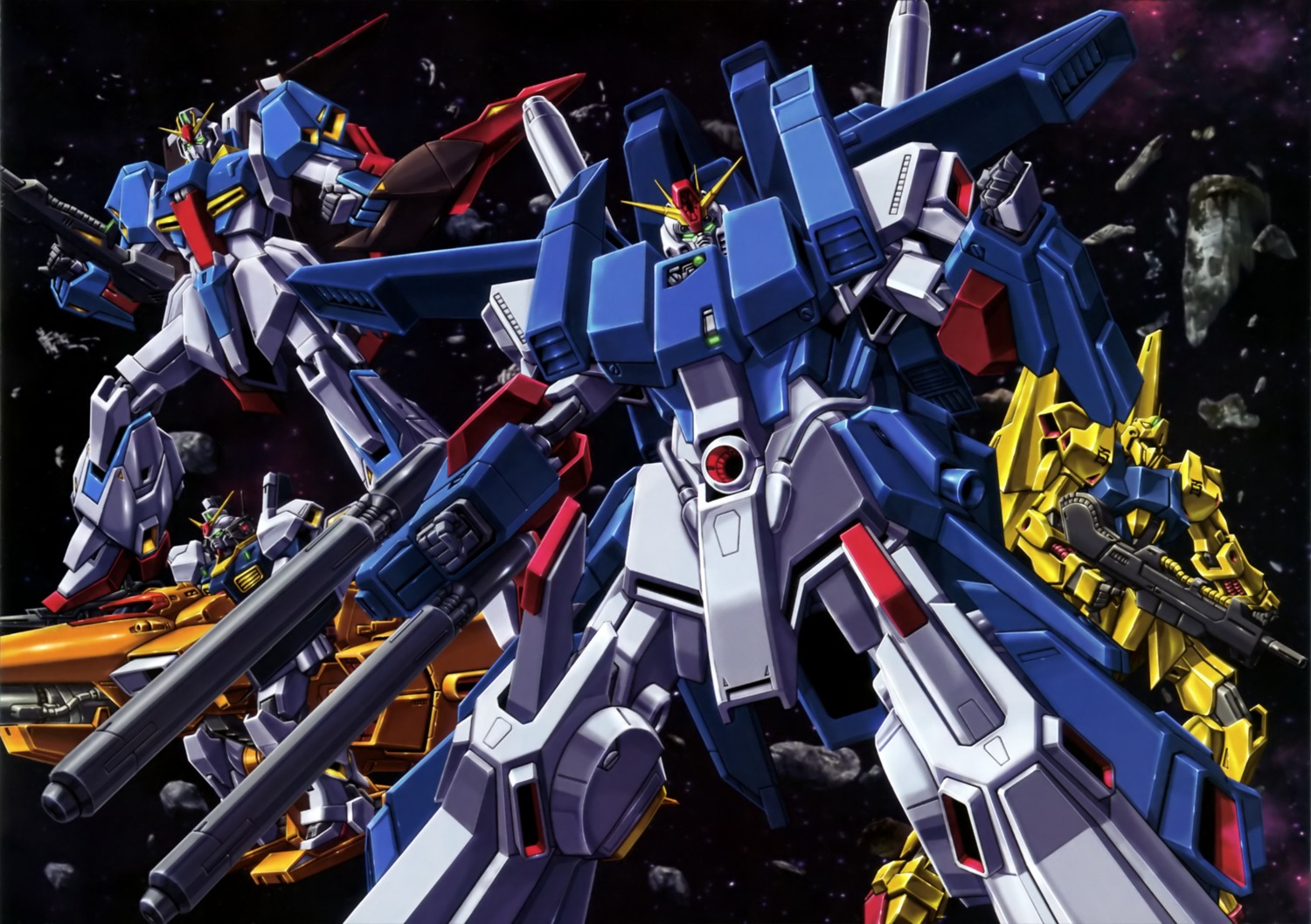 gun gundam gundam_mark_ii gundam_zz hyaku_shiki mecha sword weapon zeta_gundam zeta_gundam_(mobile_suit) zz_gundam