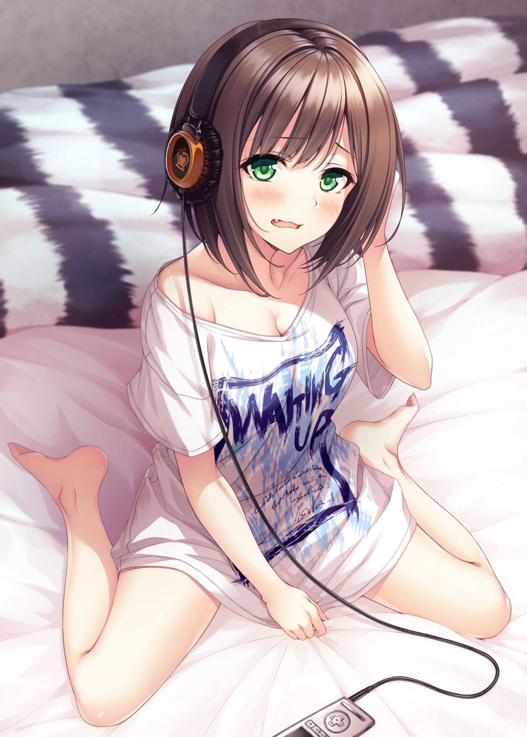 cleavage hasumi_(hasubatake39) headphones maekawa_miku the_idolm@ster the_idolm@ster_cinderella_girls