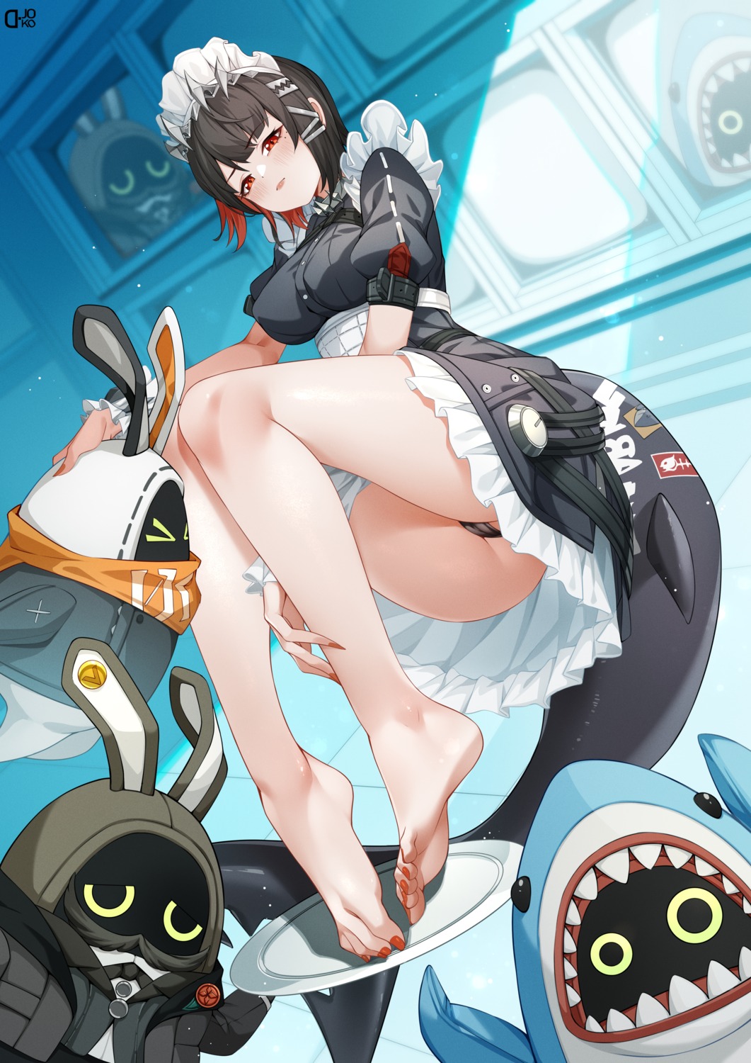 d._joko ellen_joe feet maid pantsu tail thong zenless_zone_zero