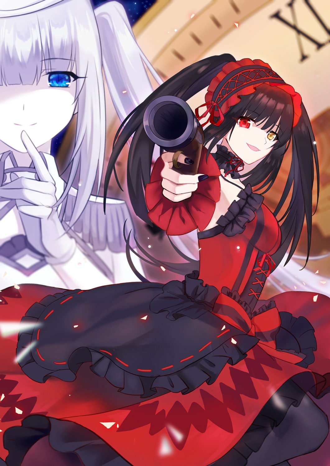 date_a_live dress gothic_lolita gun heterochromia lolita_fashion tokisaki_kurumi