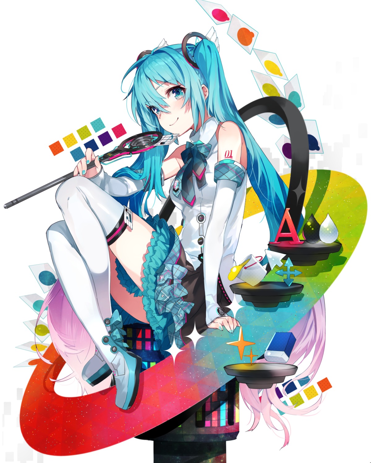 hatsune_miku magical_mirai mika_pikazo tattoo thighhighs vocaloid