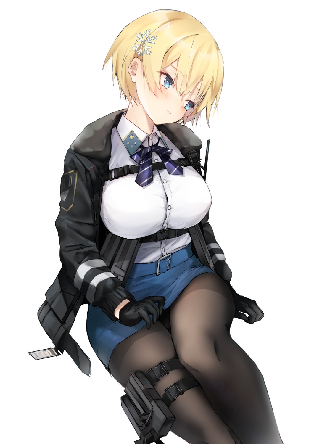 garter girls_frontline pantyhose sakippo_(sakippo0) skirt_lift uniform vsk-94_(girls_frontline)