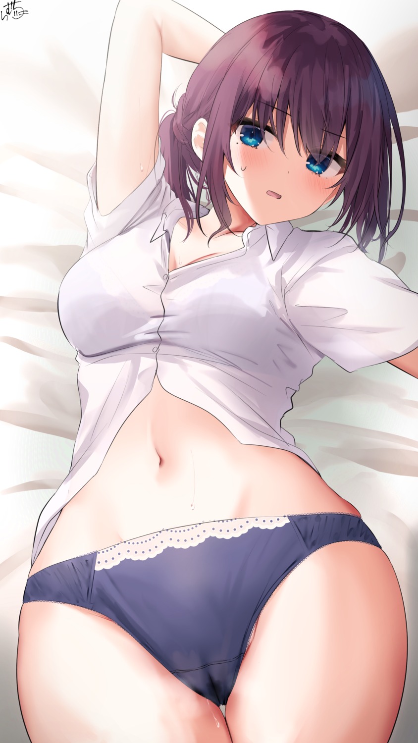 bra cameltoe dress_shirt pantsu ramchi see_through