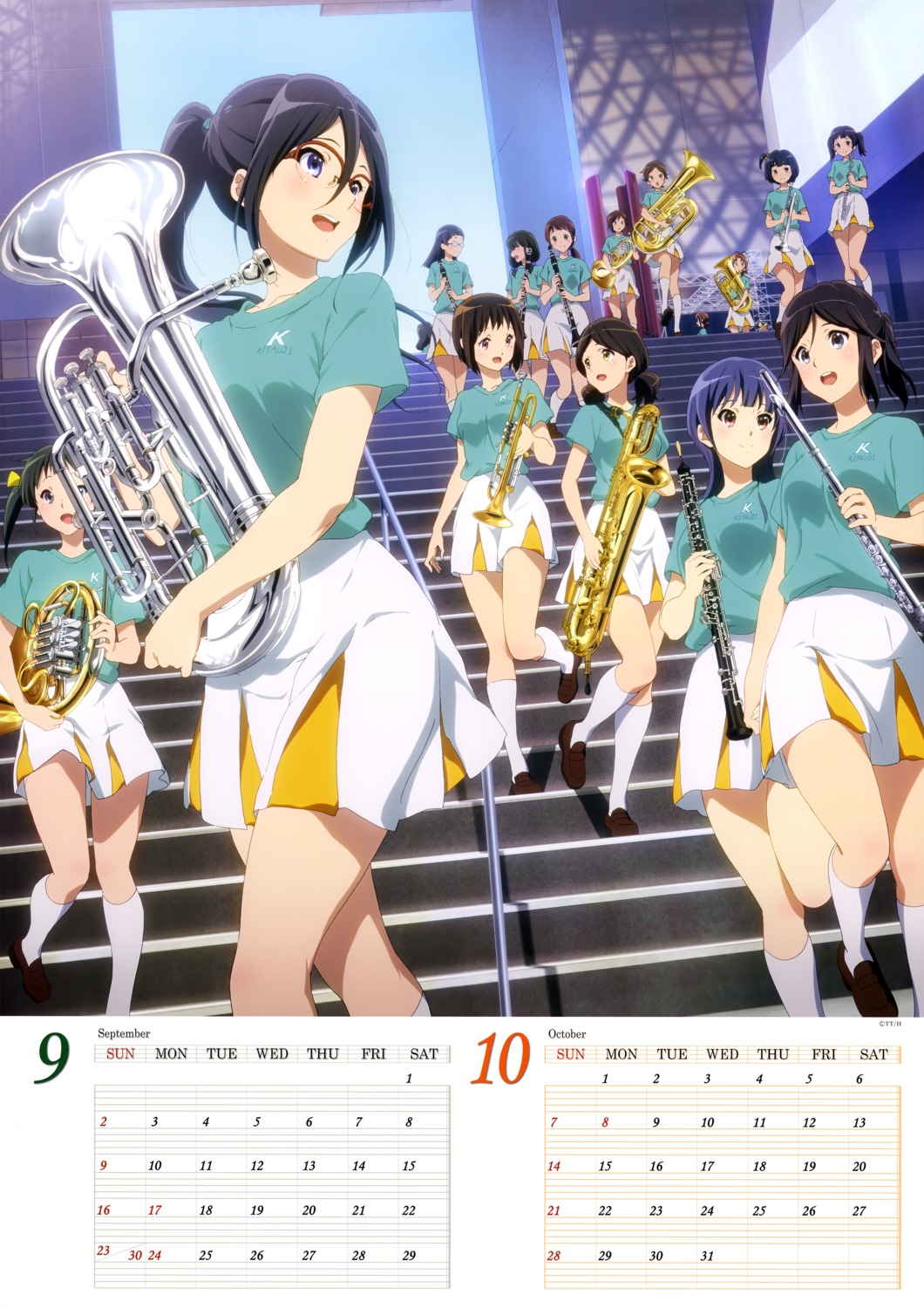 calendar hibike!_euphonium kasaki_nozomi megane nakaseko_kaori ogasawara_haruka tanaka_asuka uniform yoroizuka_mizore