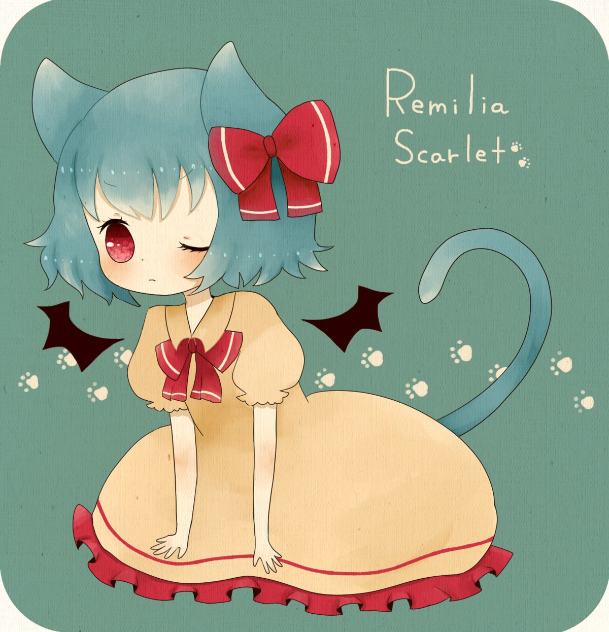 animal_ears nekomimi remilia_scarlet roromi tail touhou wings