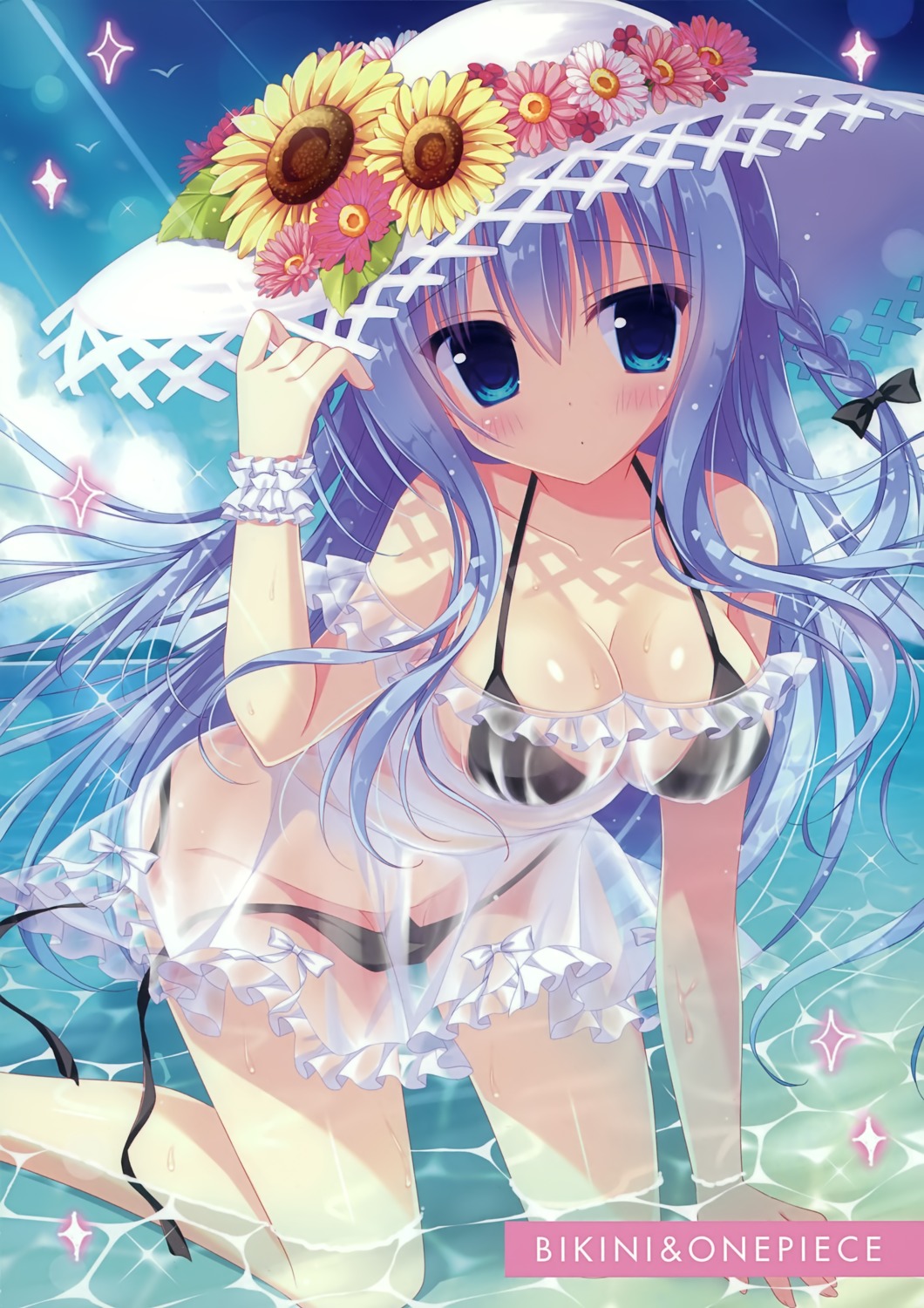 bikini cleavage dress hasune hasuneya panty_pull see_through swimsuits wardrobe_malfunction wet