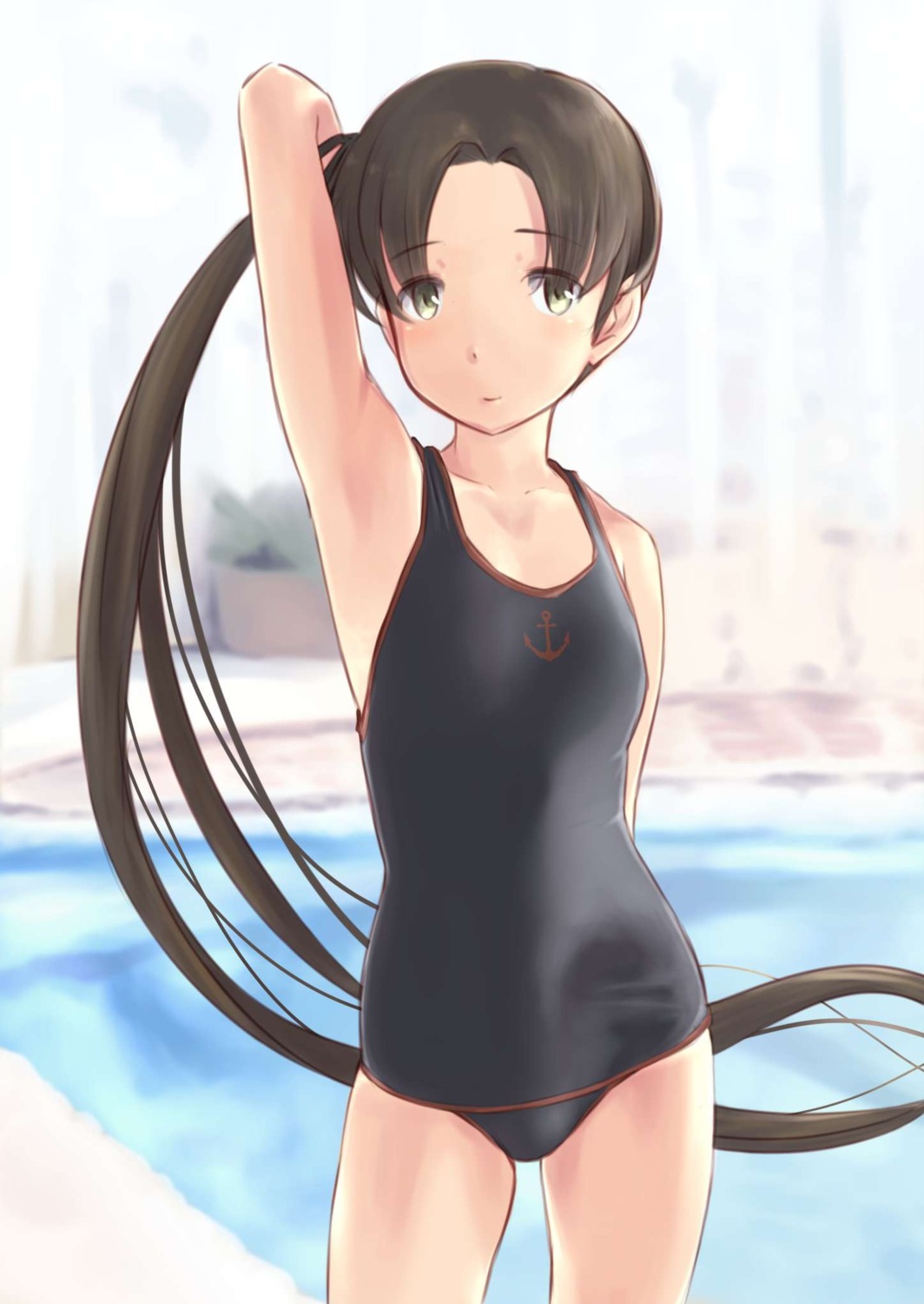 ayanami_(kancolle) kantai_collection school_swimsuit swimsuits wa_(genryusui)