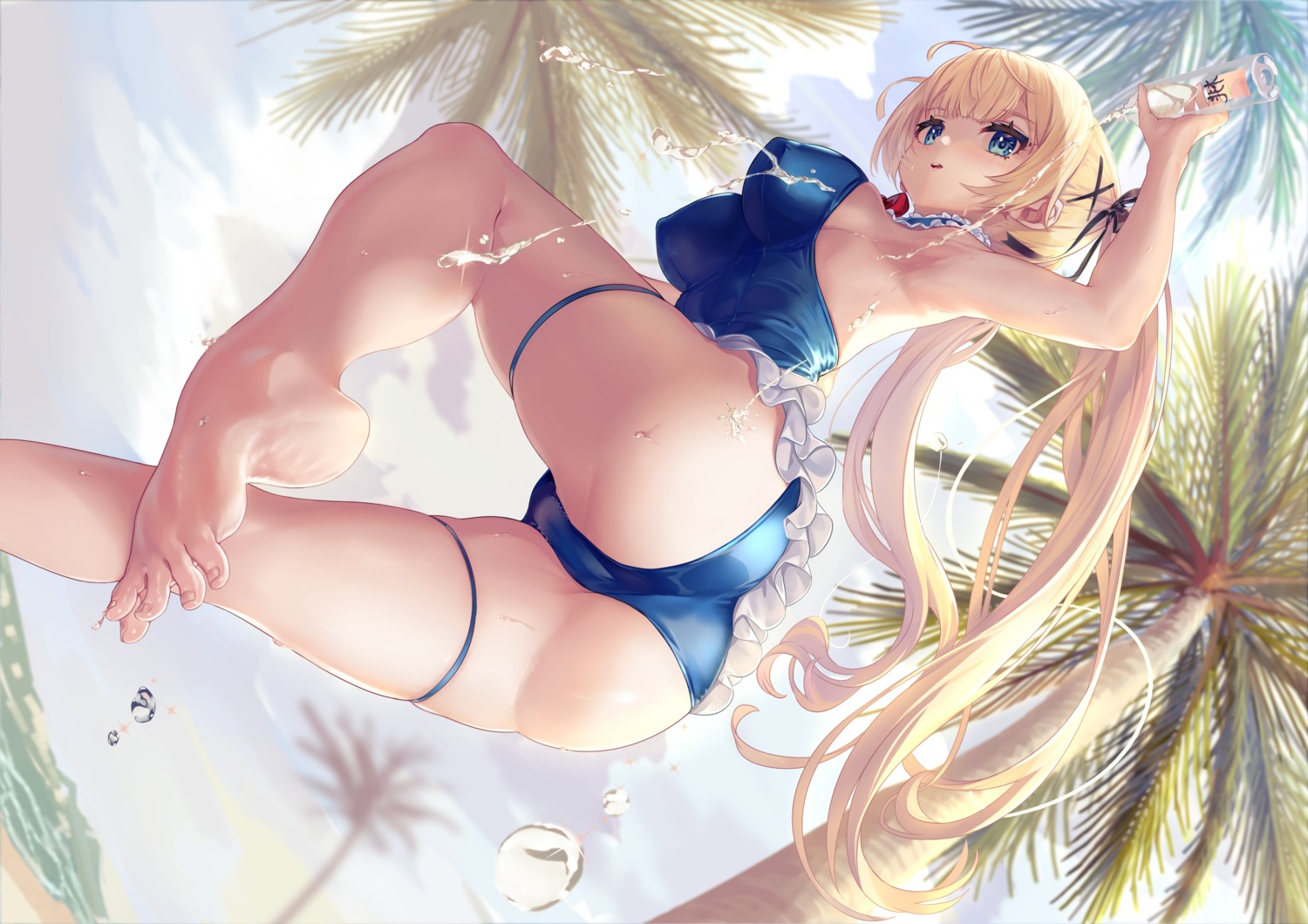 ass azur_lane dead_or_alive erect_nipples feet garter marie_rose pondel swimsuits wet