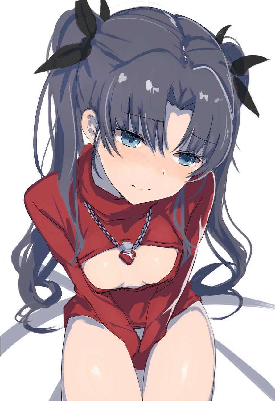 cleavage erect_nipples fate/stay_night fenrir_(artist) no_bra sweater toosaka_rin