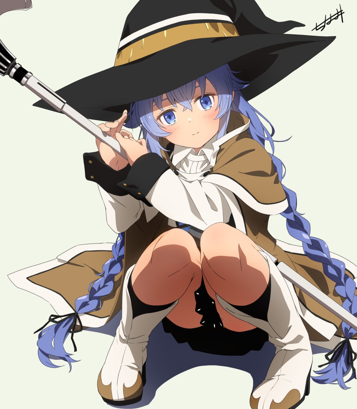 heels mushoku_tensei roxy_migurdia skirt_lift weapon witch