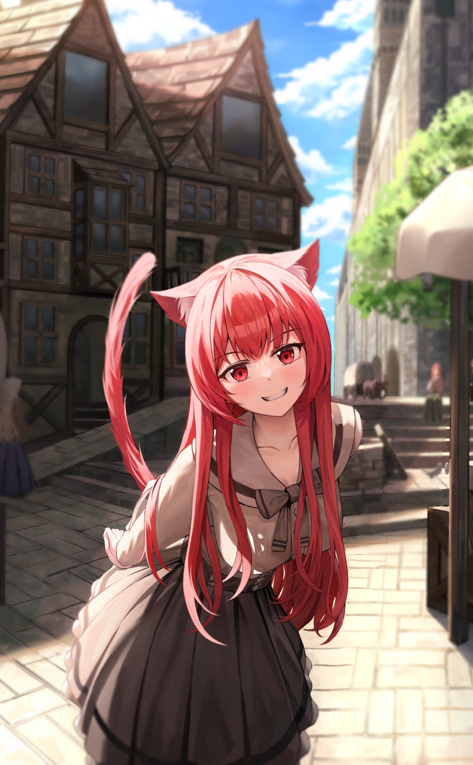 animal_ears bekkuro nekomimi seifuku tail