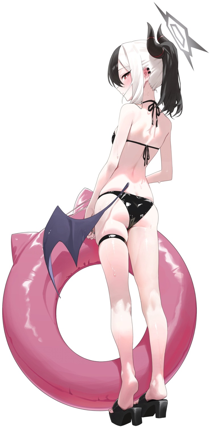 ass bikini blue_archive devil garter halo heels horns onikata_kayoko rkin swimsuits thong wings