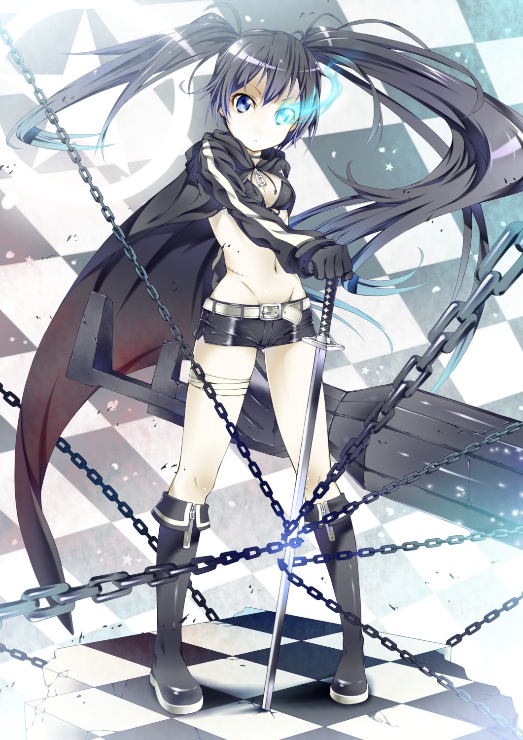 bikini_top black_rock_shooter black_rock_shooter_(character) kazuma_(kazumav) swimsuits sword vocaloid