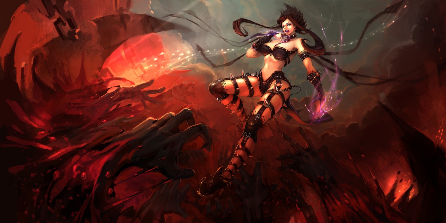 bikini_armor cleavage evelynn heels league_of_legends tagme