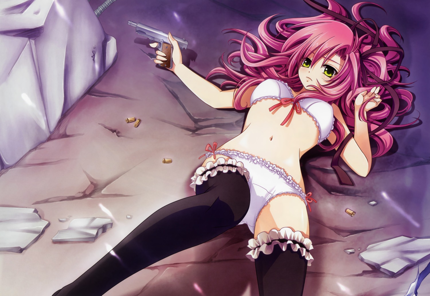 bra fixed garter gun highsox mikanagi_marika pantsu shimachiyo spicy_spycy! thighhighs