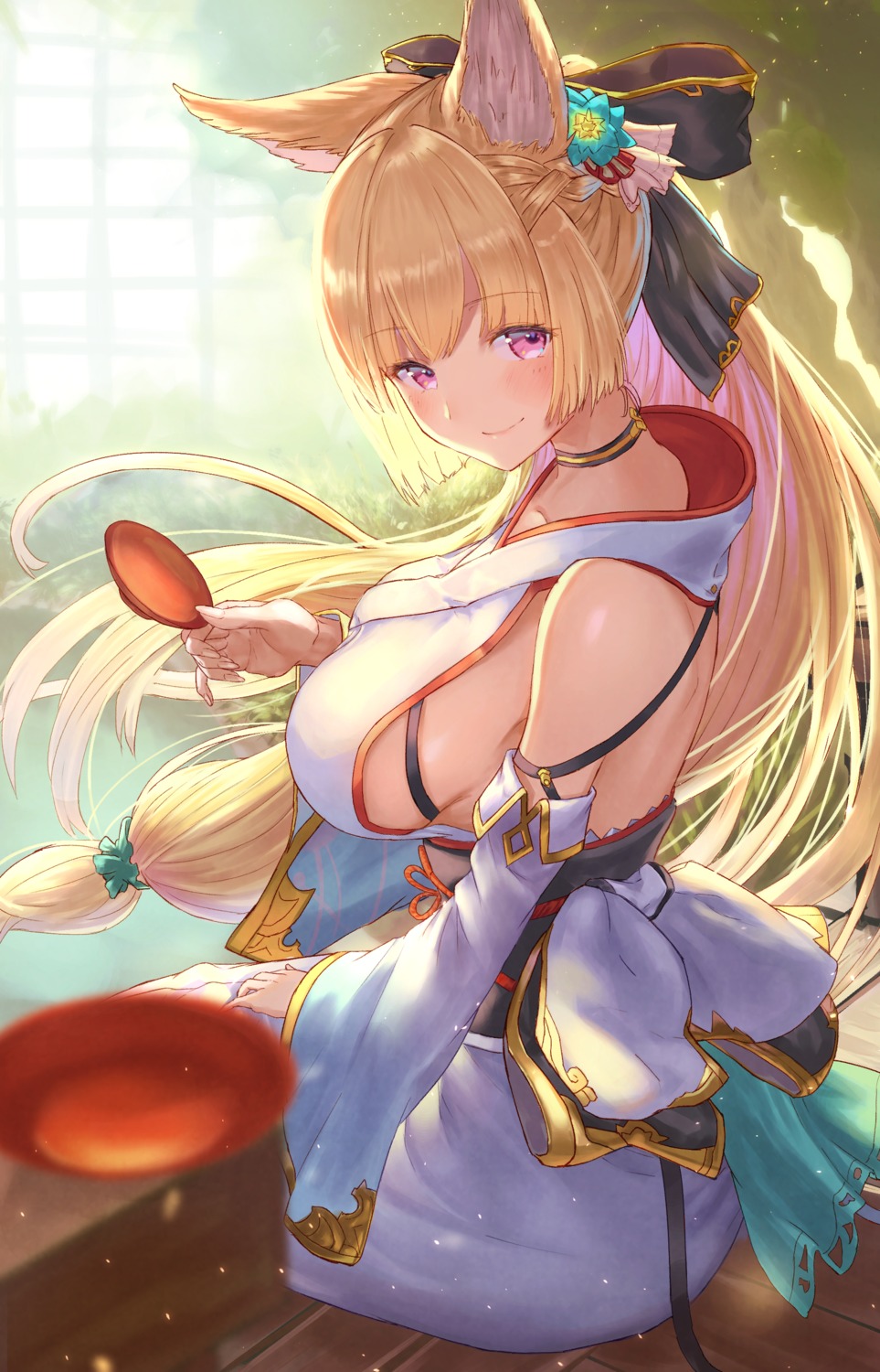 animal_ears gore_(white_gore) granblue_fantasy japanese_clothes yuisis_(granblue_fantasy)