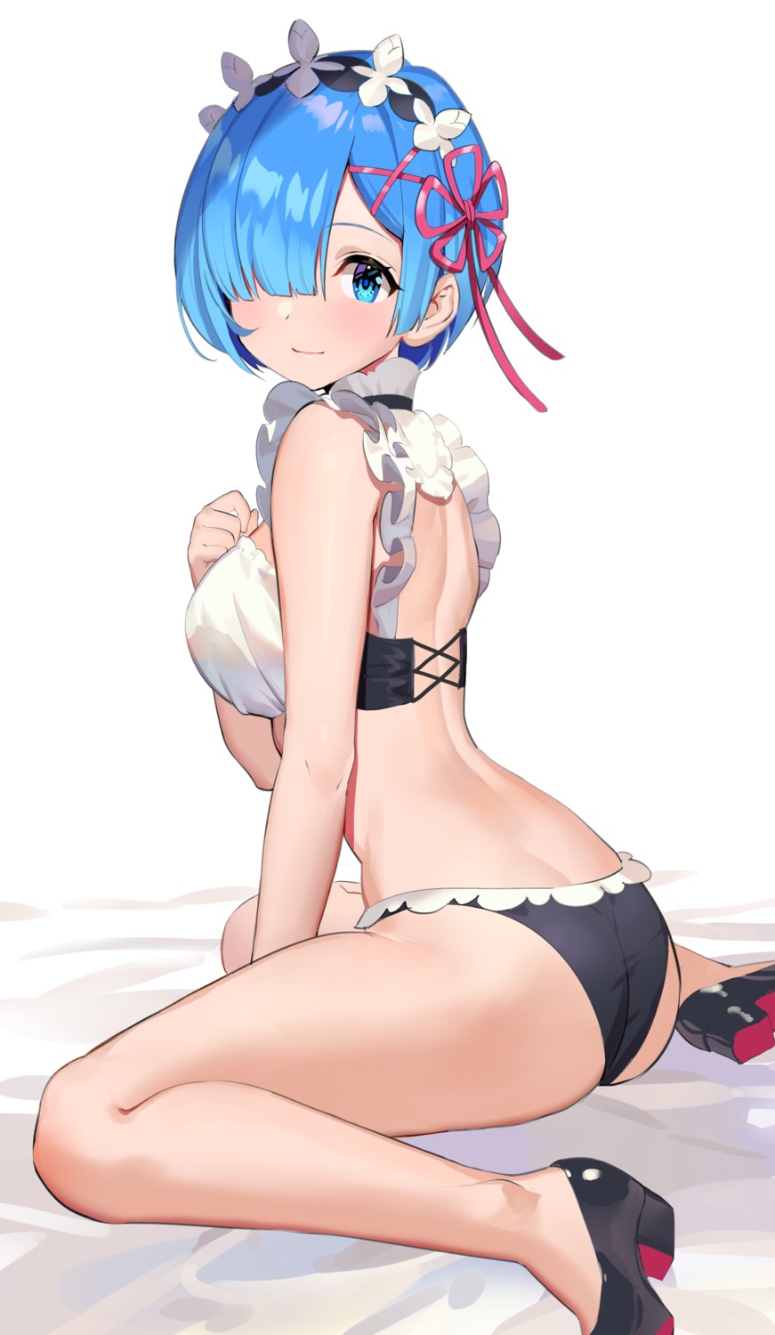 ass bikini heels maid re_zero_kara_hajimeru_isekai_seikatsu rem_(re_zero) swimsuits teffish