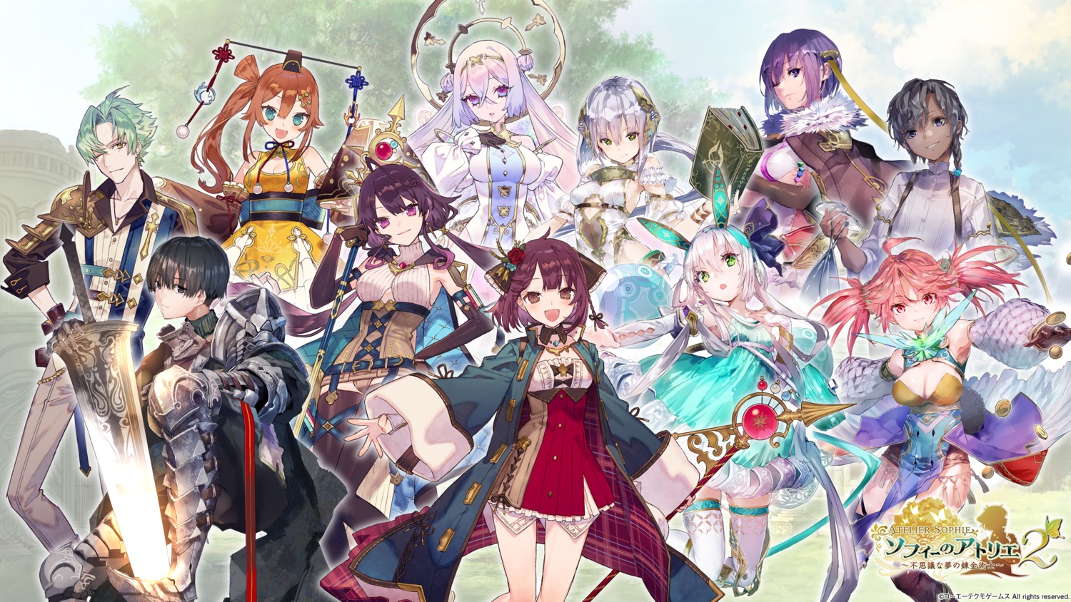 alette_claretie animal_ears armor atelier atelier_sophie atelier_sophie_2 bunny_ears diebold_lewerenz dress elvira gnome_dumortier japanese_clothes katrina_balbastre koei_tecmo noco olias_enders pirka plachta ramizel_erlenmeyer sophie_neuenmuller sword thighhighs wallpaper weapon yuugen