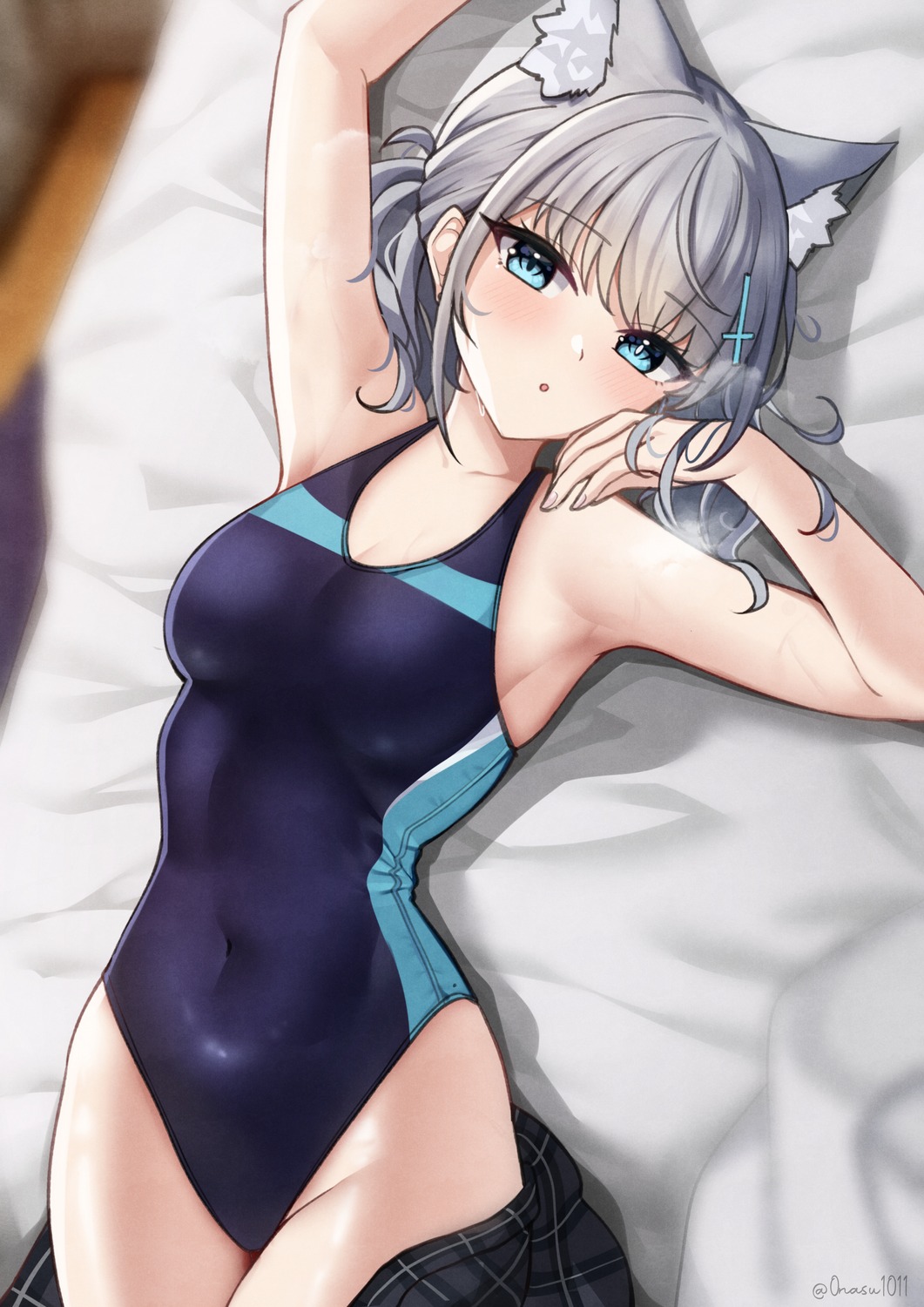 animal_ears blue_archive halo nassss nekomimi sunaookami_shiroko swimsuits