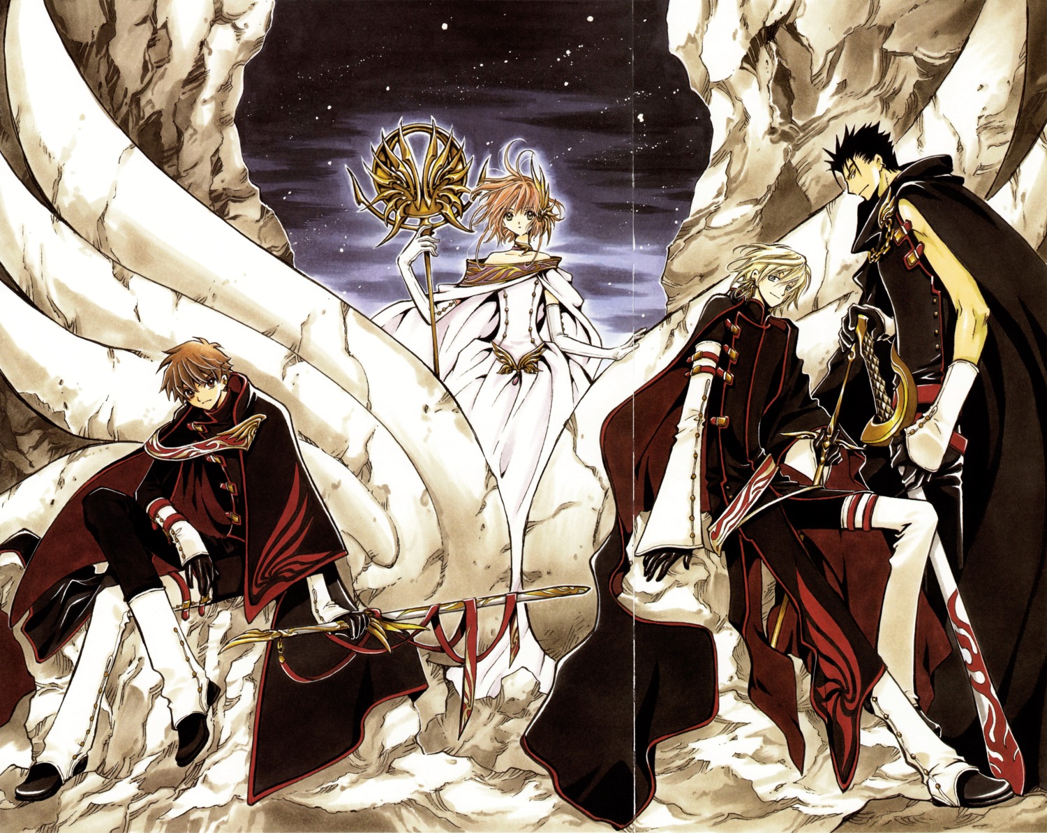 clamp fai_d._flourite kinomoto_sakura kurogane li_syaoran tsubasa_reservoir_chronicle