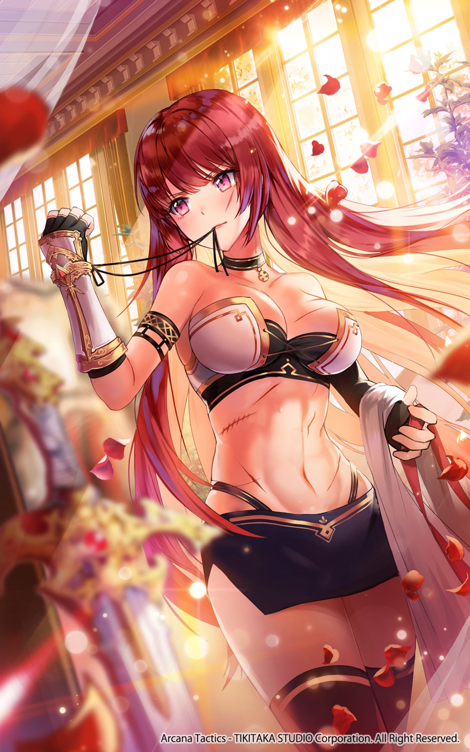 apple_caramel arcana_tactics armor bikini_armor cleavage thighhighs