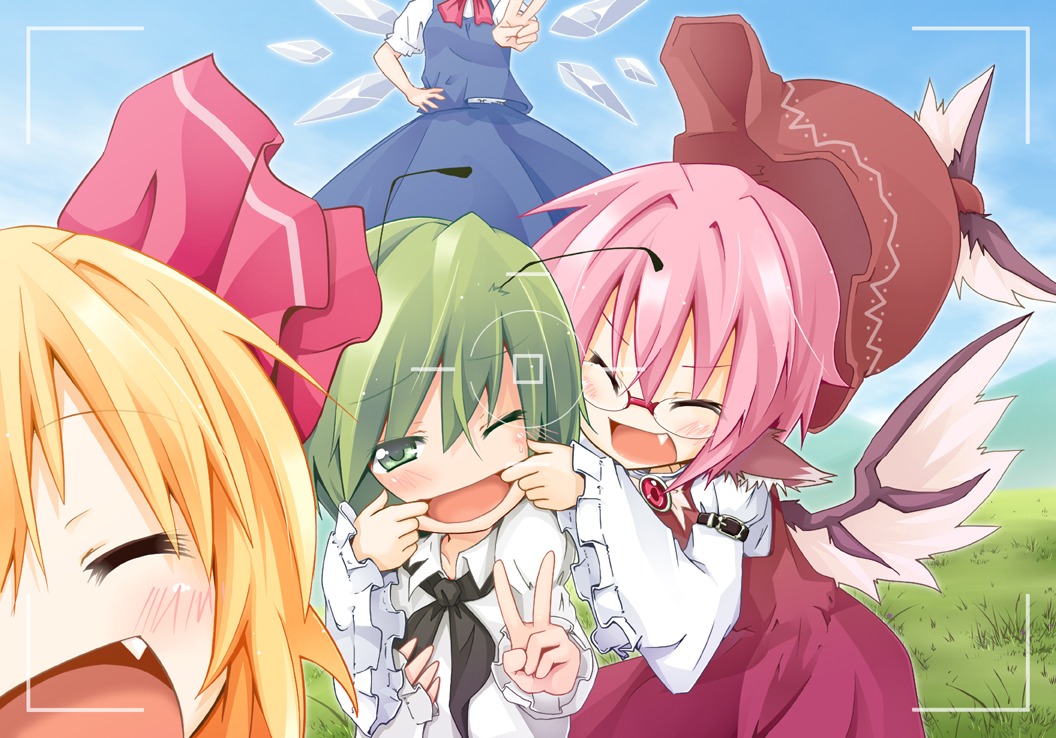 animal_ears cirno dress megane mystia_lorelei ogami_kazuki rumia touhou wings wriggle_nightbug