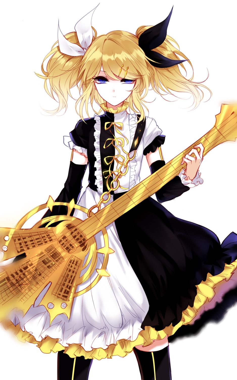 dress guitar kagamine_rin meltdown_(vocaloid) sheya thighhighs vocaloid