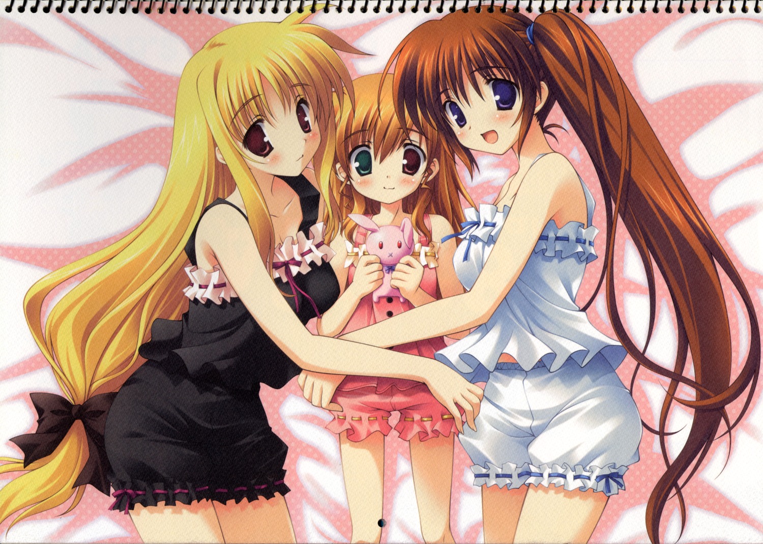 fate_testarossa heterochromia ikegami_akane mahou_shoujo_lyrical_nanoha mahou_shoujo_lyrical_nanoha_strikers paper_texture takamachi_nanoha vivio