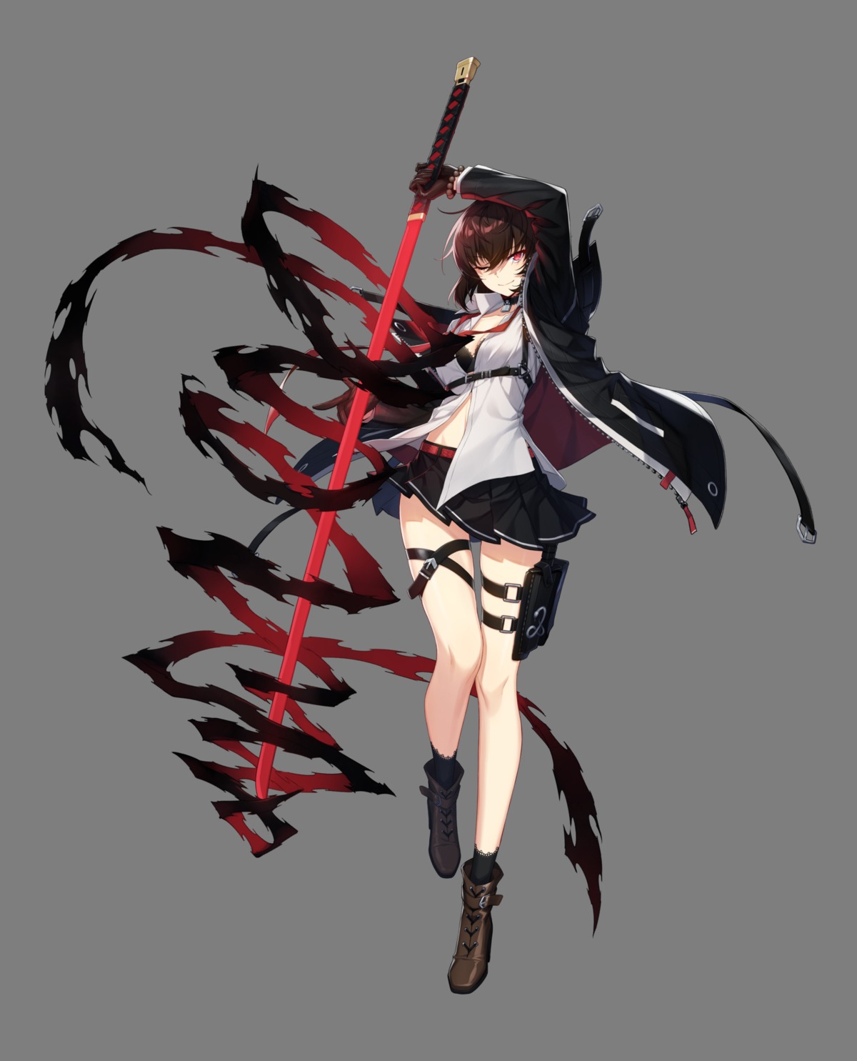 bra counter:side garter heels open_shirt seifuku sword tagme transparent_png