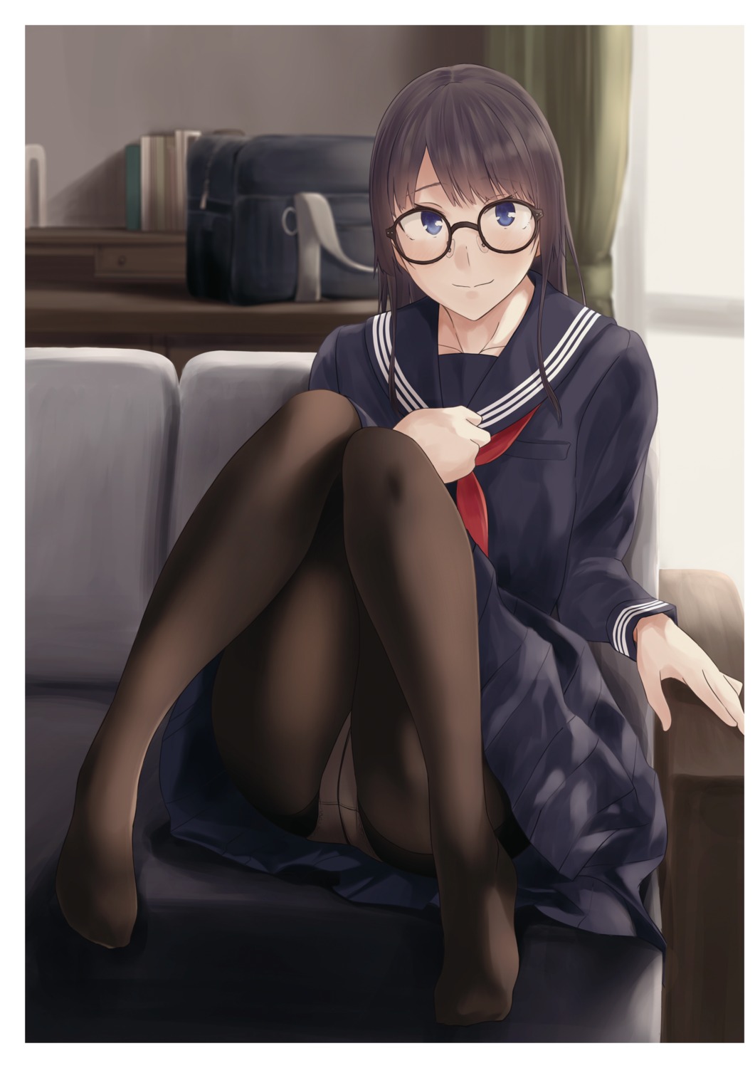 digital_version hiwatari_rin megane pantsu pantyhose seifuku skirt_lift