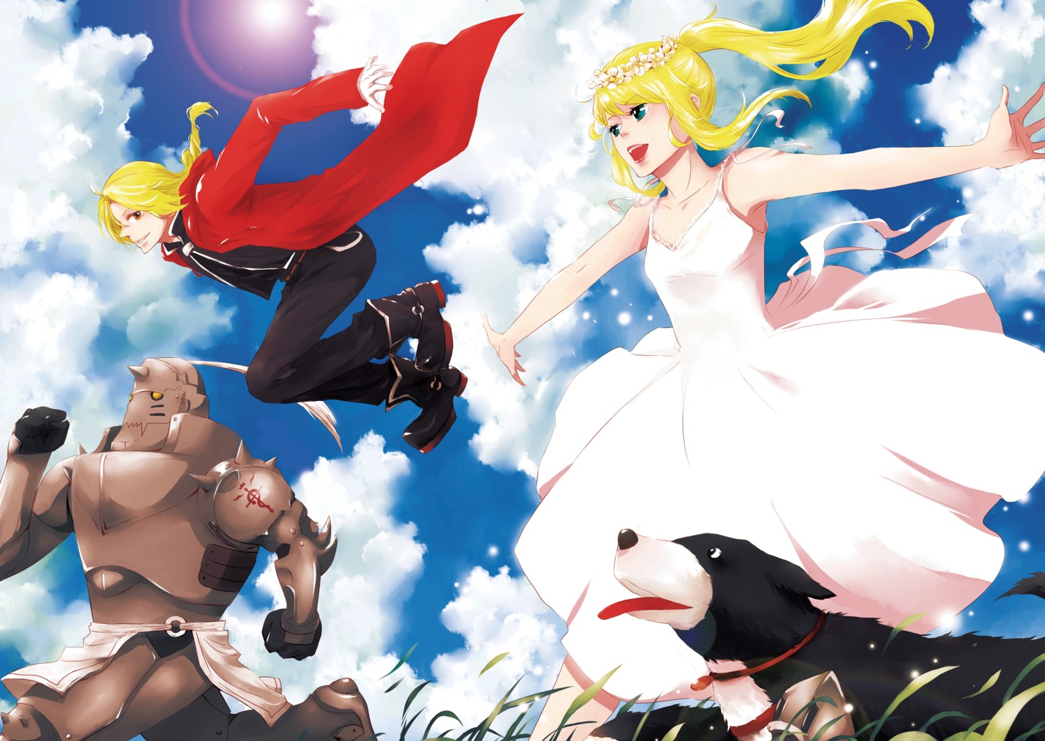 alphonse_elric astro-g den_(fma) dress edward_elric fullmetal_alchemist winry_rockbell