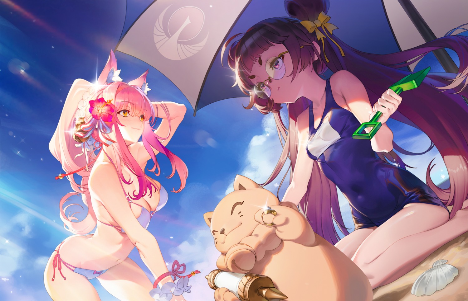 animal_ears bikini megane olys school_swimsuit swimsuits