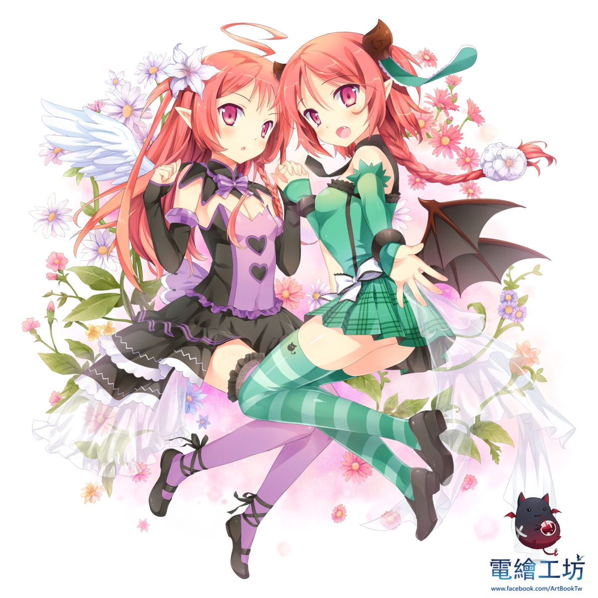 ass cleavage dress pointy_ears shoufukucho thighhighs wings