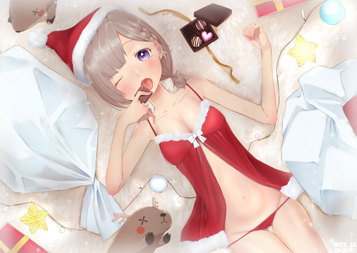 bra cameltoe christmas lingerie mishima_ryo pantsu panty_pull