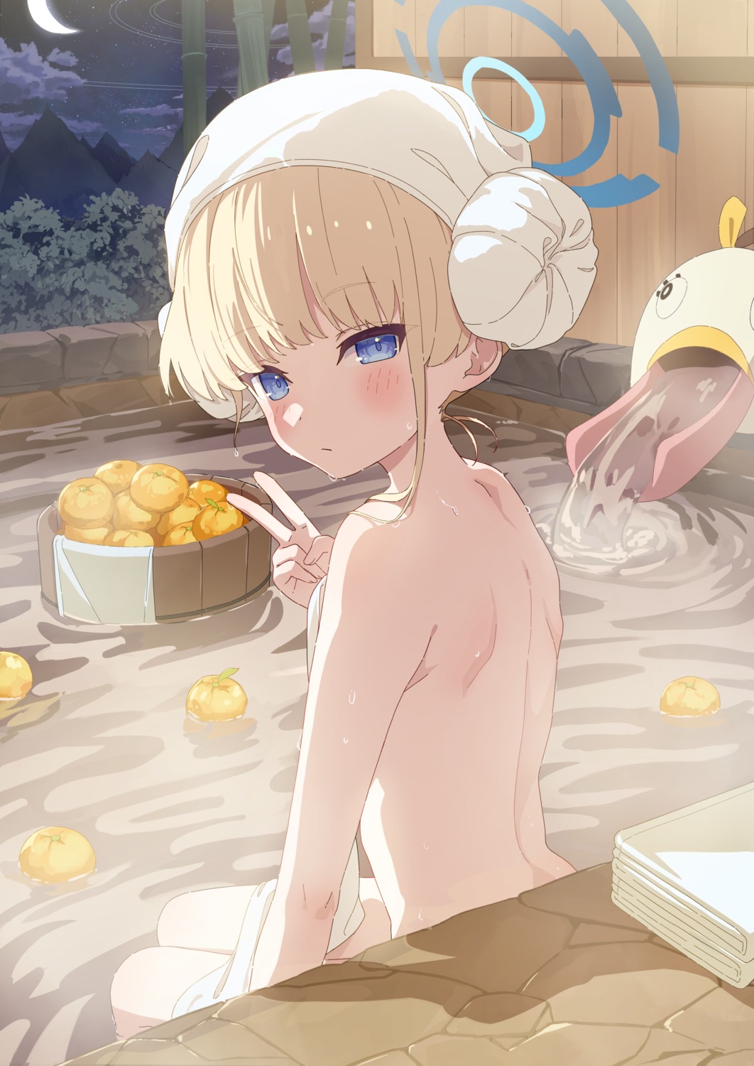 asuma_toki blue_archive halo loli naked onsen seero towel wet