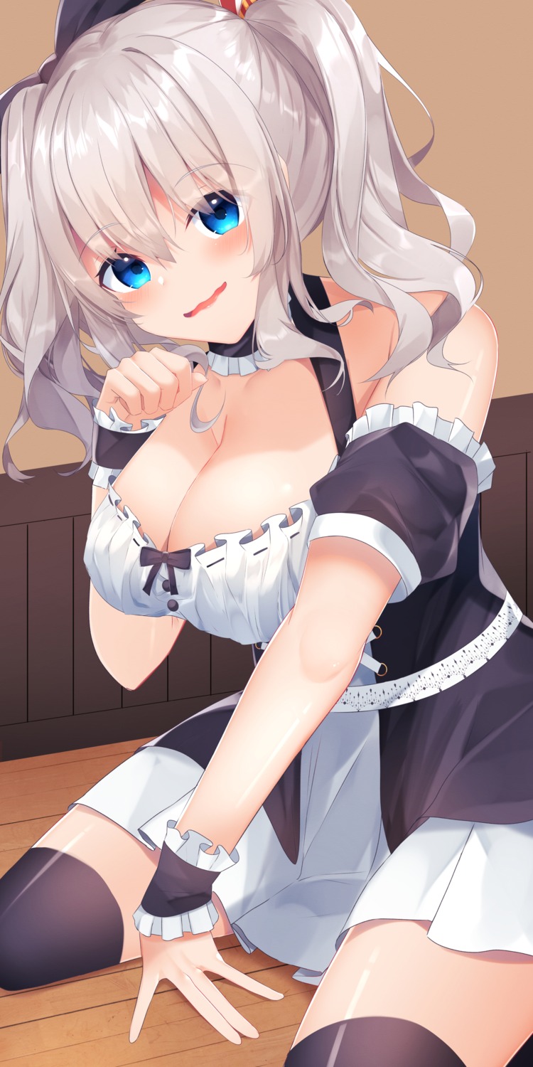 kantai_collection kashima_(kancolle) maid thighhighs yushiro_tsuguho