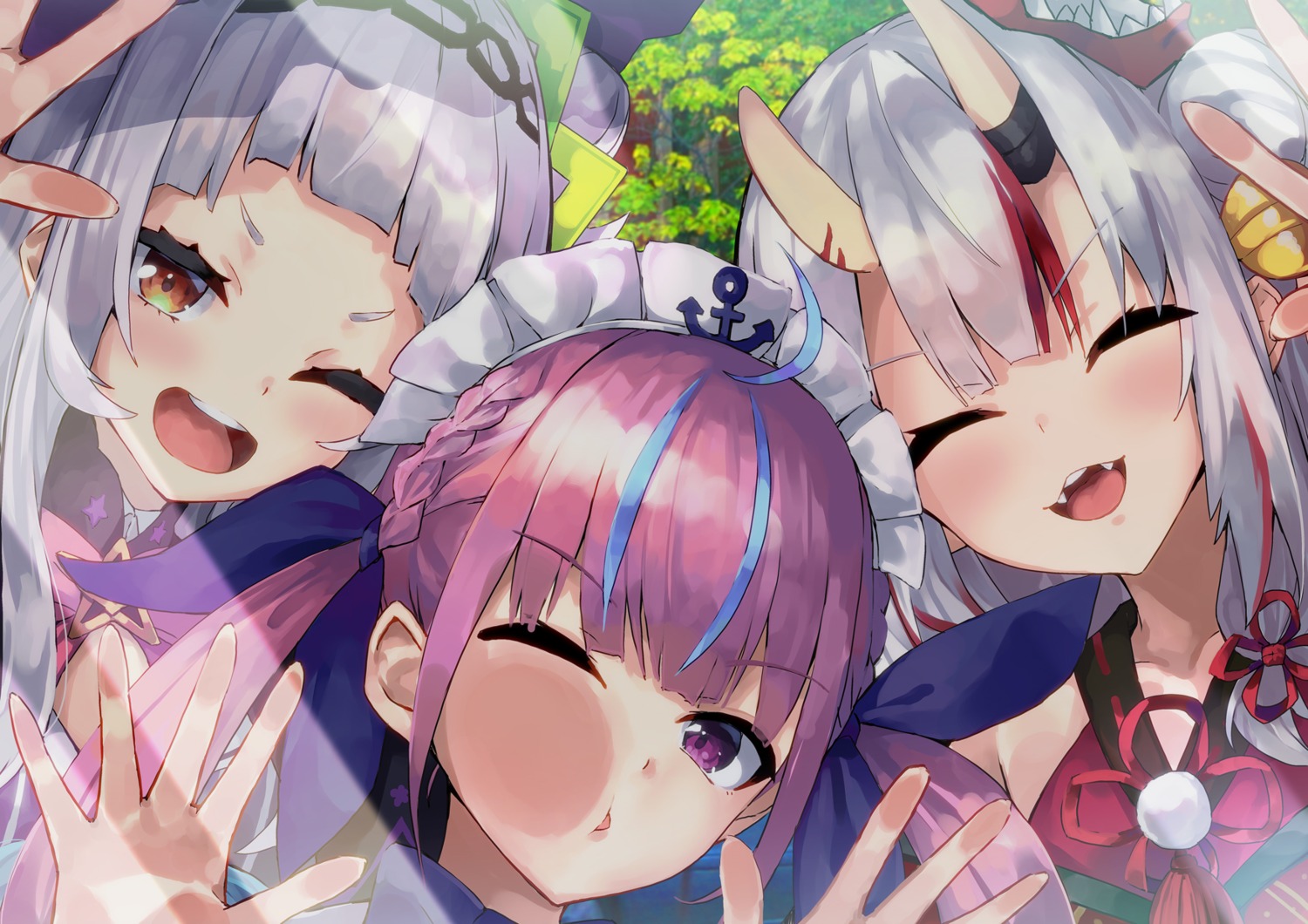 hololive horns konkito minato_aqua murasaki_shion nakiri_ayame