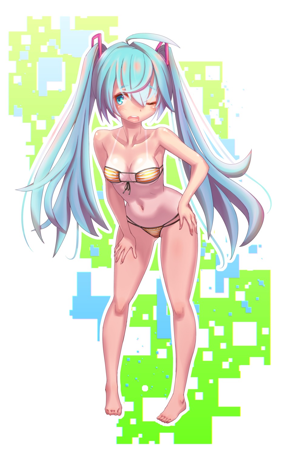 bikini hatsune_miku serizawa_(knight2020) swimsuits tan_lines vocaloid