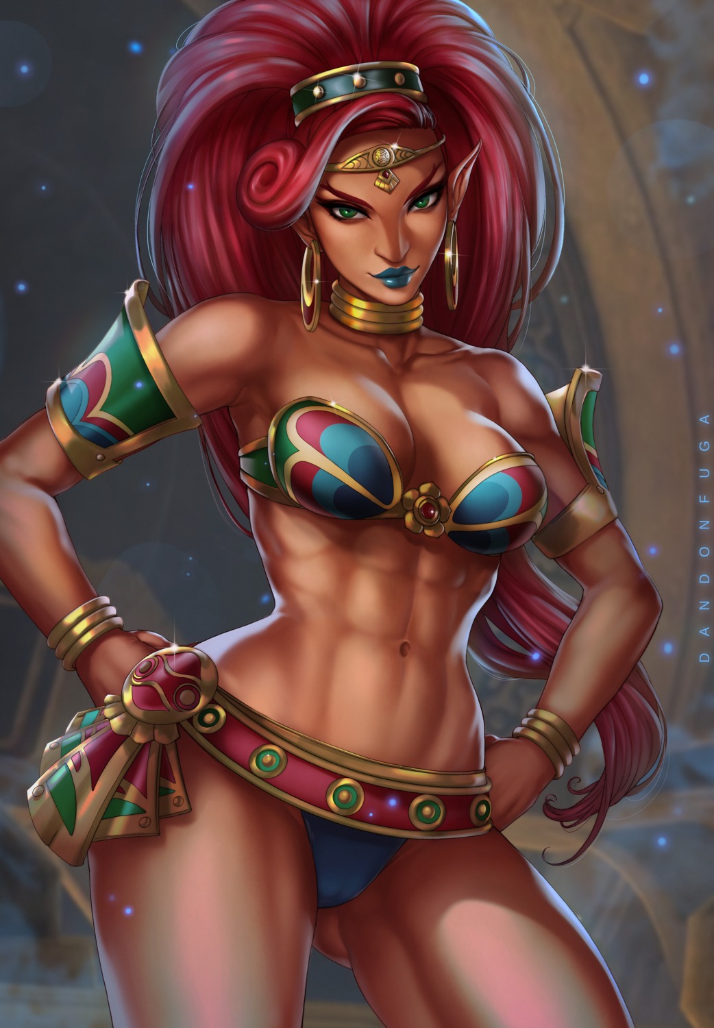 bikini_armor cameltoe cleavage dandon_fuga pointy_ears the_legend_of_zelda urbosa