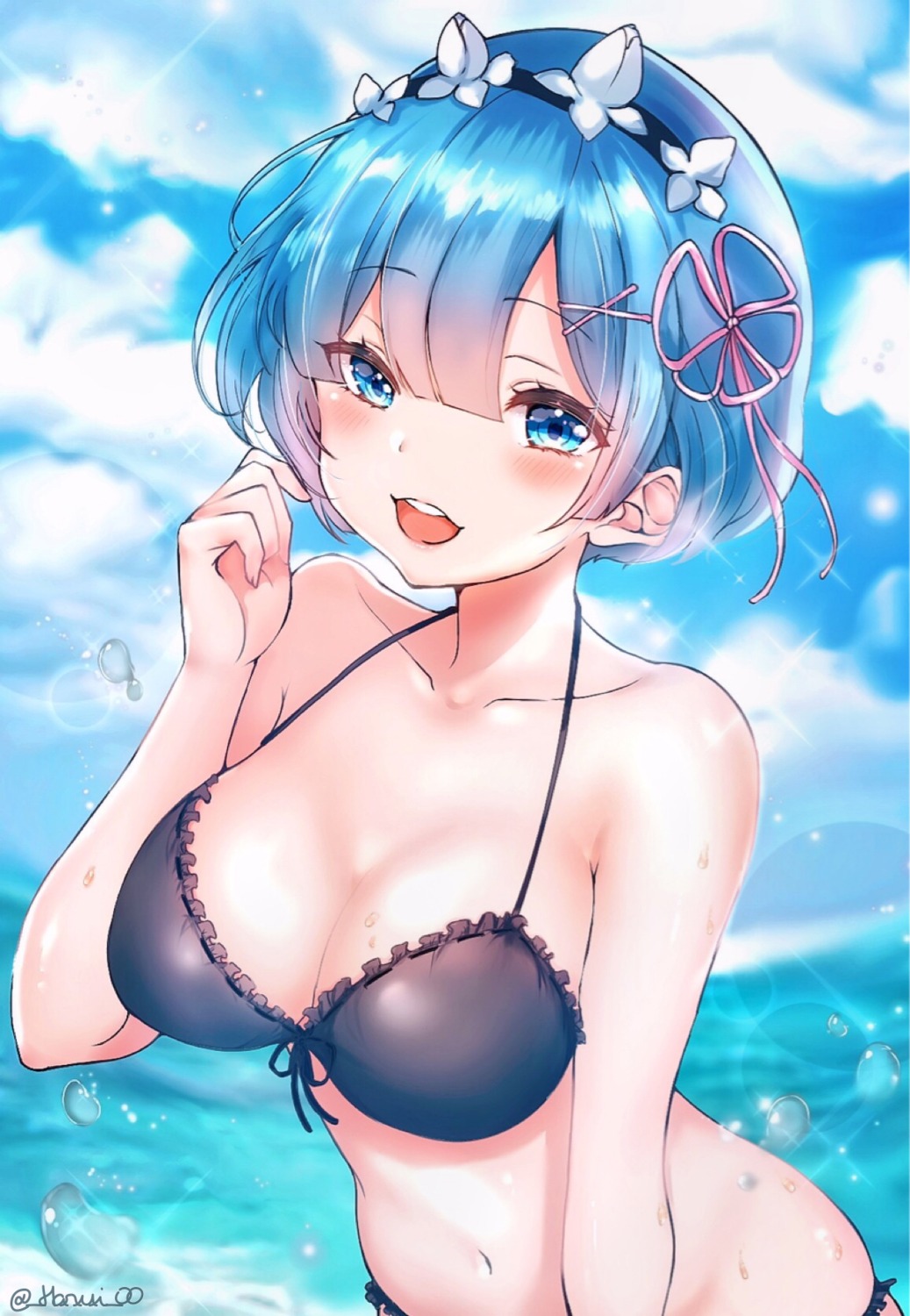 bikini cleavage re_zero_kara_hajimeru_isekai_seikatsu rem_(re_zero) swimsuits yu_lei