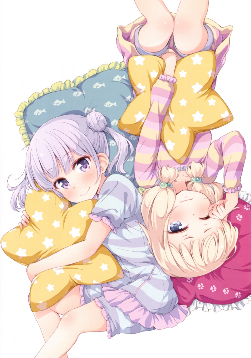 new_game! pajama sakura_nene suzukaze_aoba tokunou_shoutarou