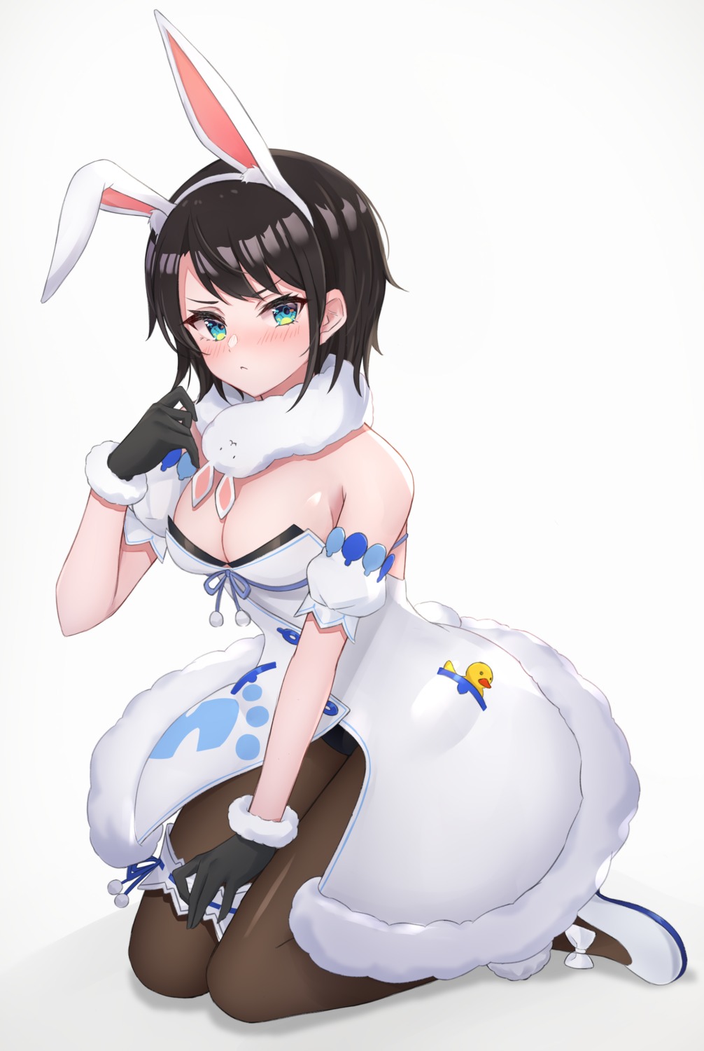 animal_ears bunny_ears bunny_girl cleavage higashigure hololive oozora_subaru pantyhose