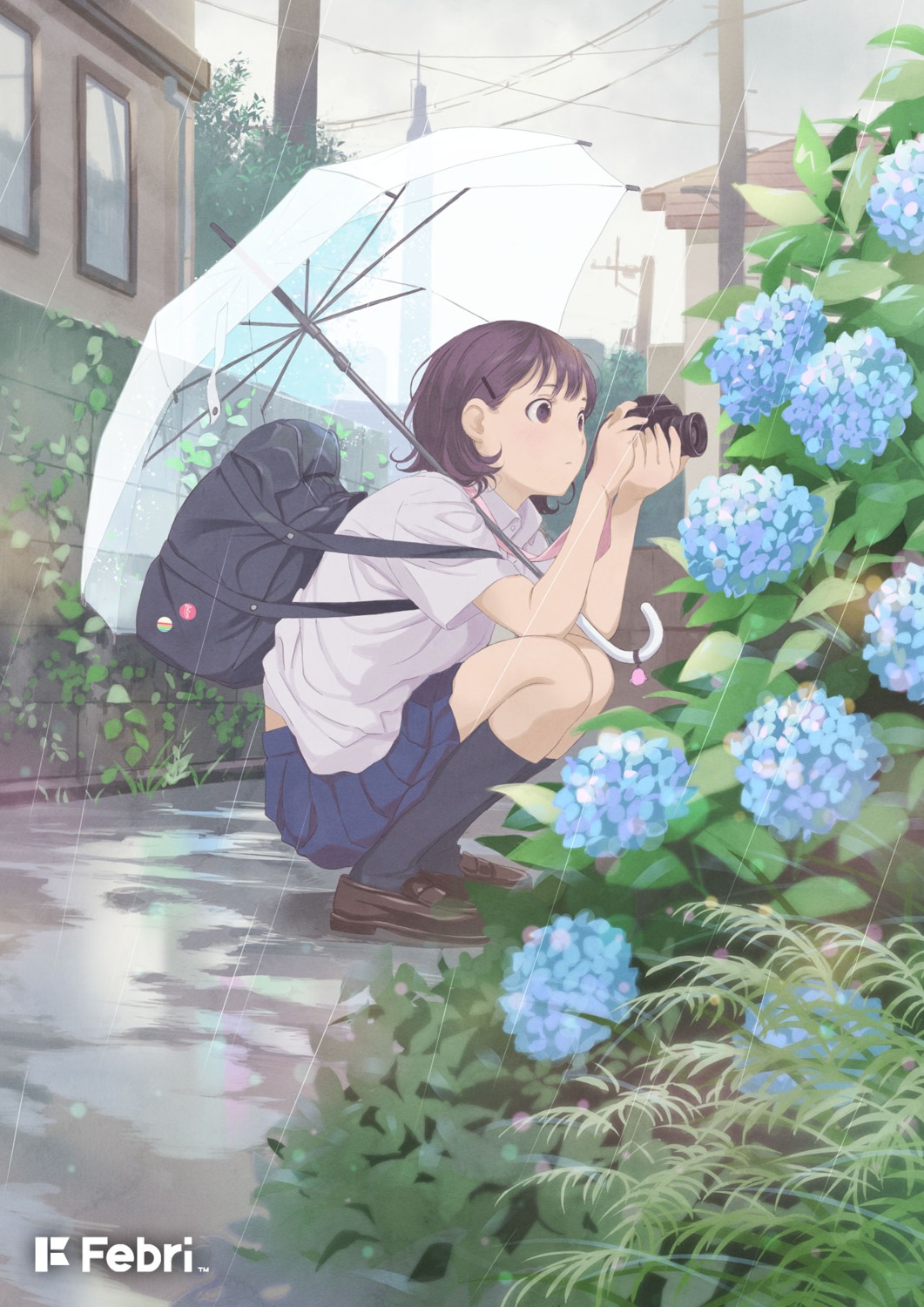 hosoi_mieko seifuku skirt_lift umbrella