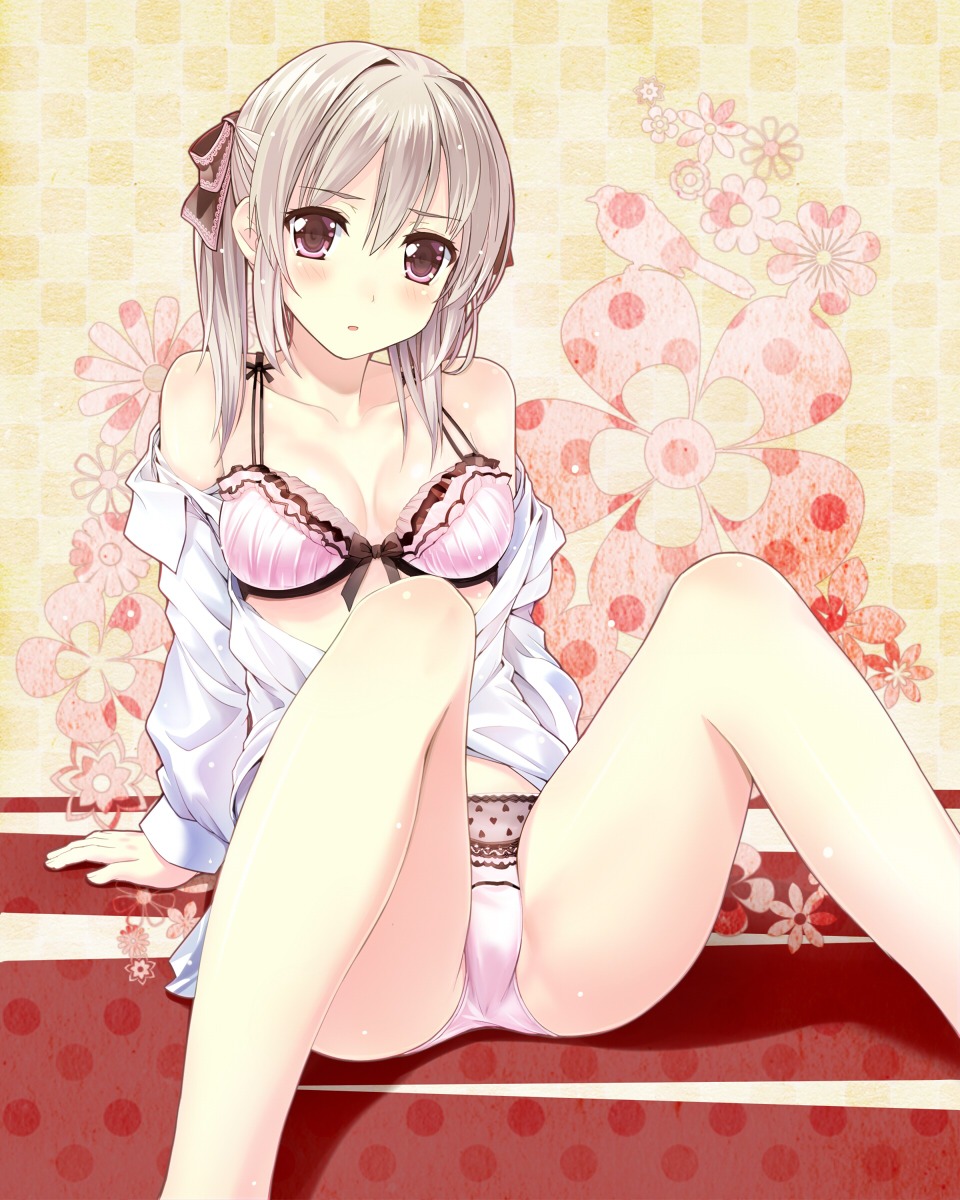 bra cleavage dress_shirt open_shirt ordan pantsu