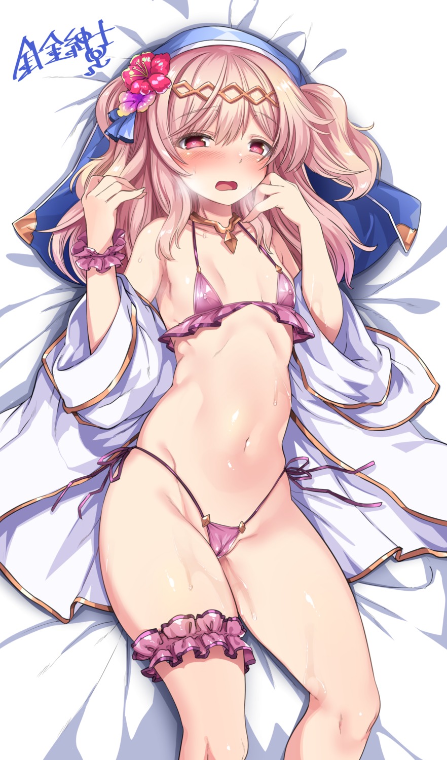 bikini cameltoe erect_nipples garter harigane_shinshi loli open_shirt swimsuits wet