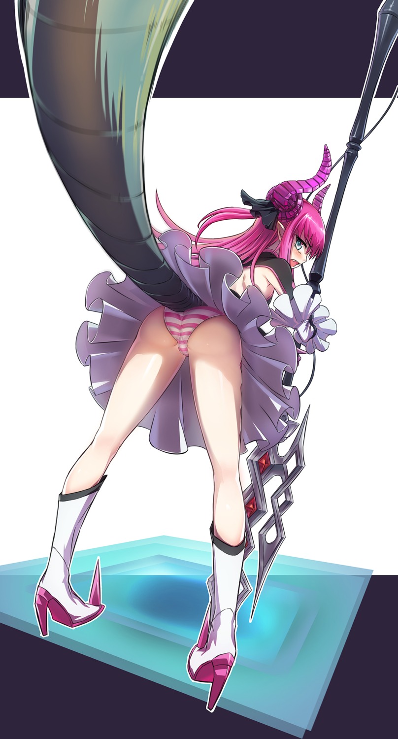 ass elizabeth_bathory fate/extra fate/extra_ccc fate/stay_night heels horns pantsu shimapan tail todee weapon