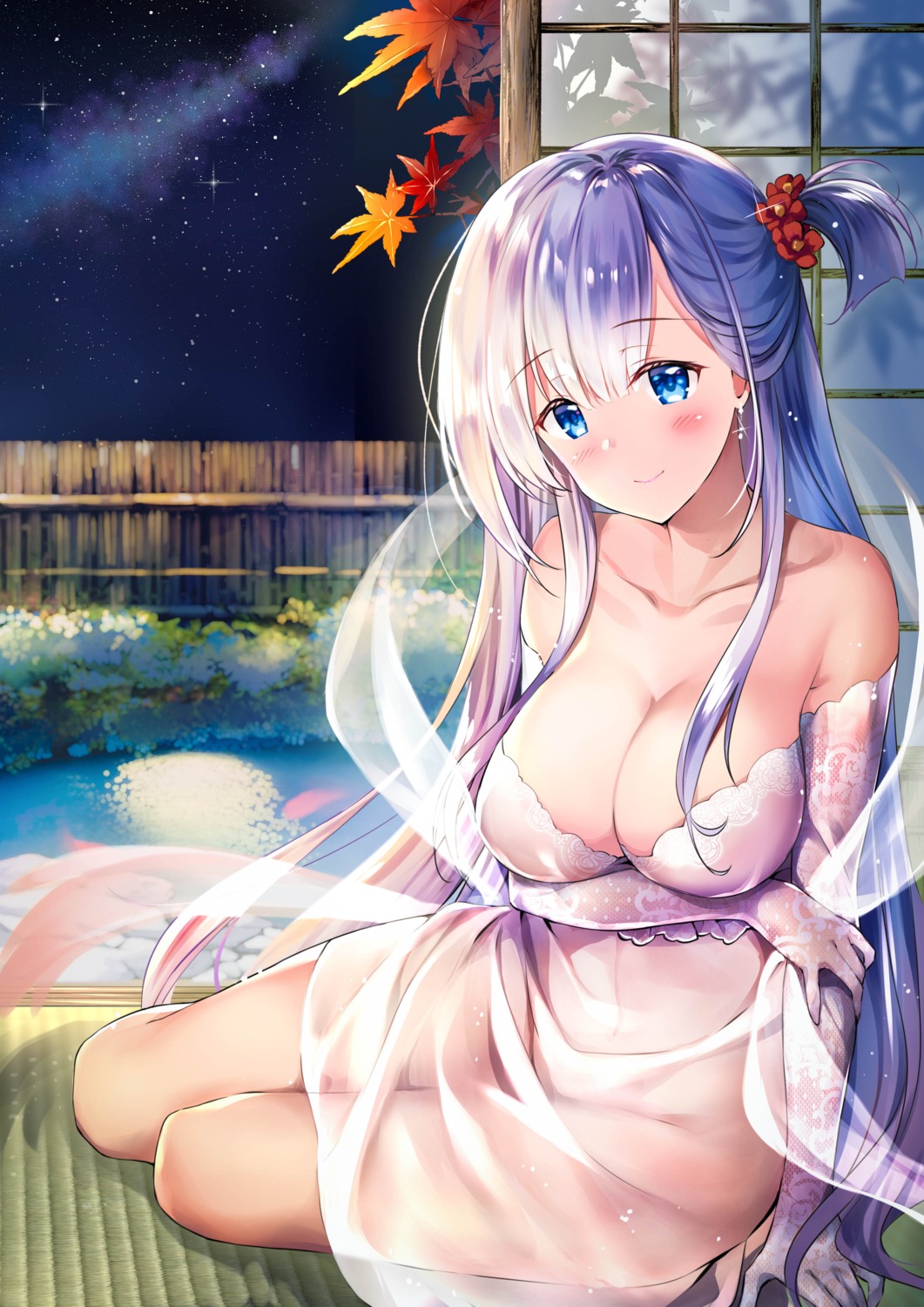 azur_lane breast_hold no_bra nopan onsen rei see_through shoukaku_(azur_lane)